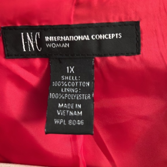 💋💋I•N•C International Concepts Woman Red w/‎ Hold Buttons Belt Jacket - Picture 7 of 8